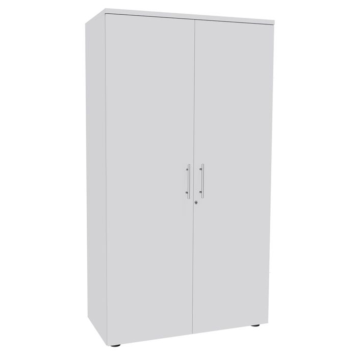 0404000124122-Armoire haute IRIS - H180 x L80 x P47 - 2 portes - Corps Blanc perle - Dessus et portes Blanc perle--0