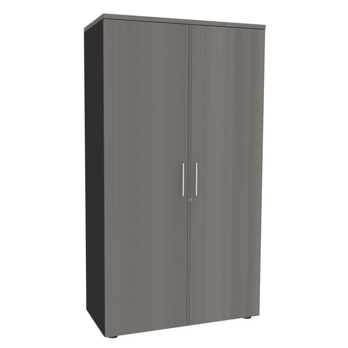 0404000124603-Armoire haute EXPRIM/URBAN/LOFTER/LEVEL - H180 x L80 x P47 - 2 portes - Corps Anthracite - Dessus et portes imit--0