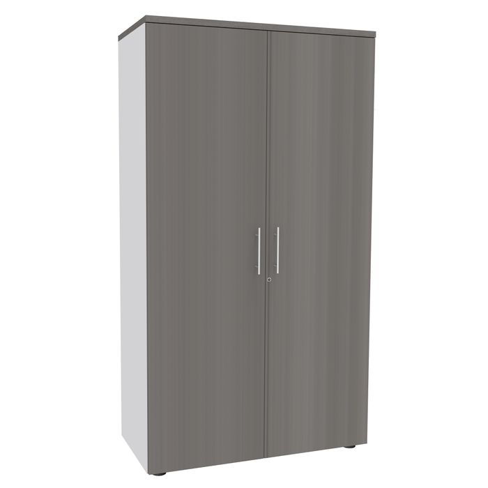 0404000124610-Armoire haute EXPRIM/URBAN/LOFTER/LEVEL - H180 x L80 x P47 - 2 portes - Corps Blanc perle - Dessus et portes imit--0