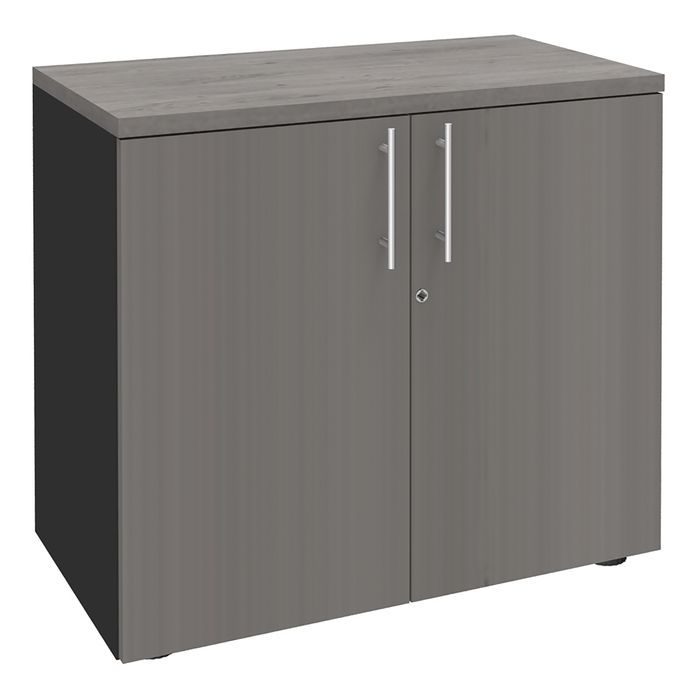 0404000124481-Armoire basse EXPRIM/URBAN/LOFTER/LEVEL - H72 x L80 x P47 - 2 portes - Corps Anthracite - Dessus et portes imit--0