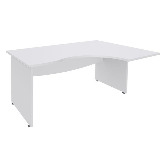 3253310175266-Bureau compact à droite DUAL - L160 cm - Pieds blanc - plateau blanc (Pieds de renfort ou caisson bout de bureau obligatoire à rajou--0