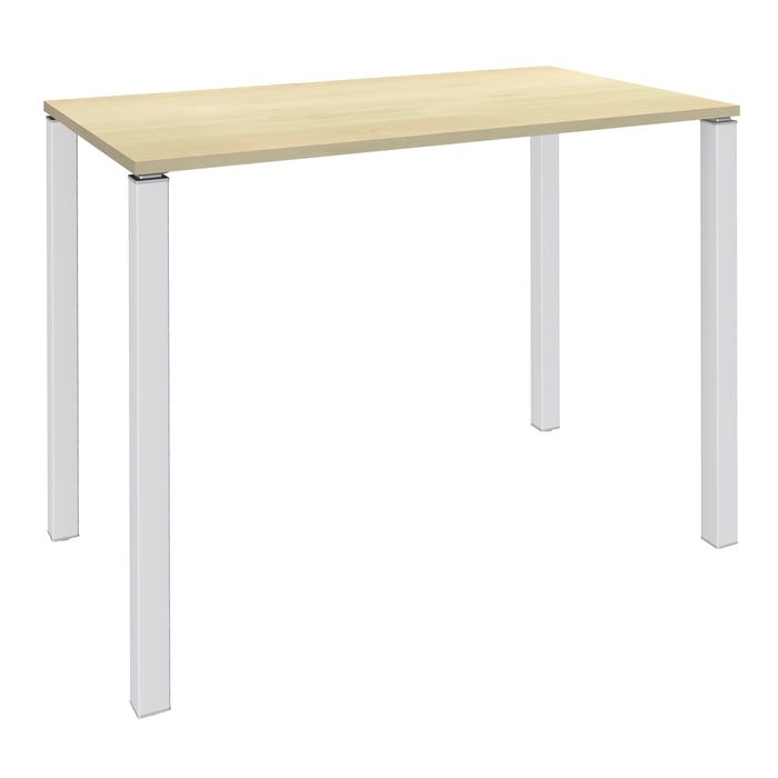 3253310165908-Table Lounge - L120xH105xP60 cm - 4 Pieds blancs - plateau imitation érable--0