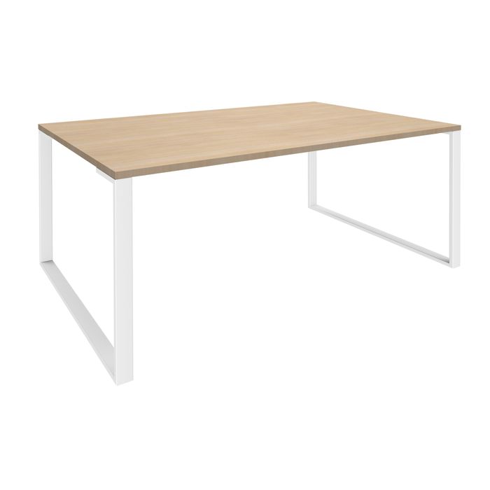 3253310167537-Bureau URBAN Manager - L180 x P100 x H72,5 cm - pieds blanc - plateau imitation chêne clair--0