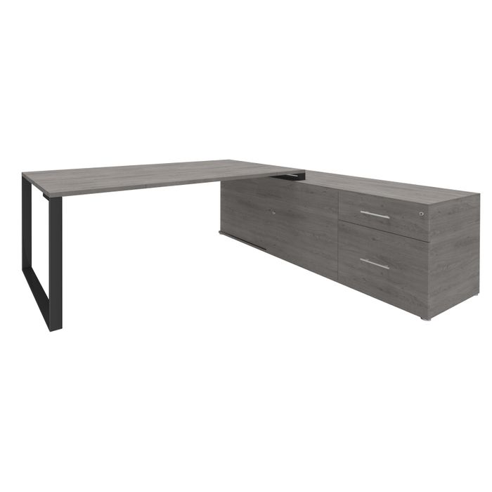 3253310171886-Bureau URBAN Manager - L180 x P100 x H72,5 cm - console retour à droite (tiroirs) L200 x P60 x H72,5 cm - pieds carbone - plateau imit--0