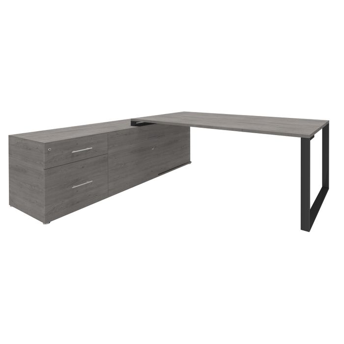 3253310171893-Bureau URBAN Manager - L180 x P100 x H72,5 cm - console retour à gauche (tiroirs) L200 x P60 x H72,5 cm - pieds carbone - plateau imit--0