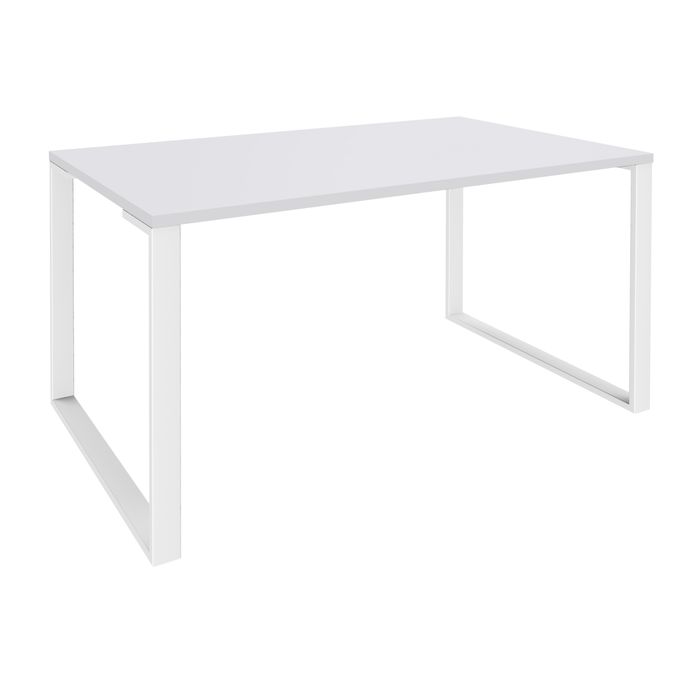 0404000122913-Bureau droit LOFTER - L160 cm - Plateau Blanc - pied Blanc--0