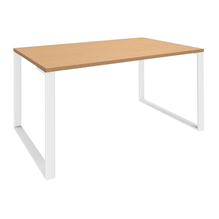 0404000122579-Bureau droit LOFTER - L80 cm - Plateau imitation Hêtre - pied Blanc--0