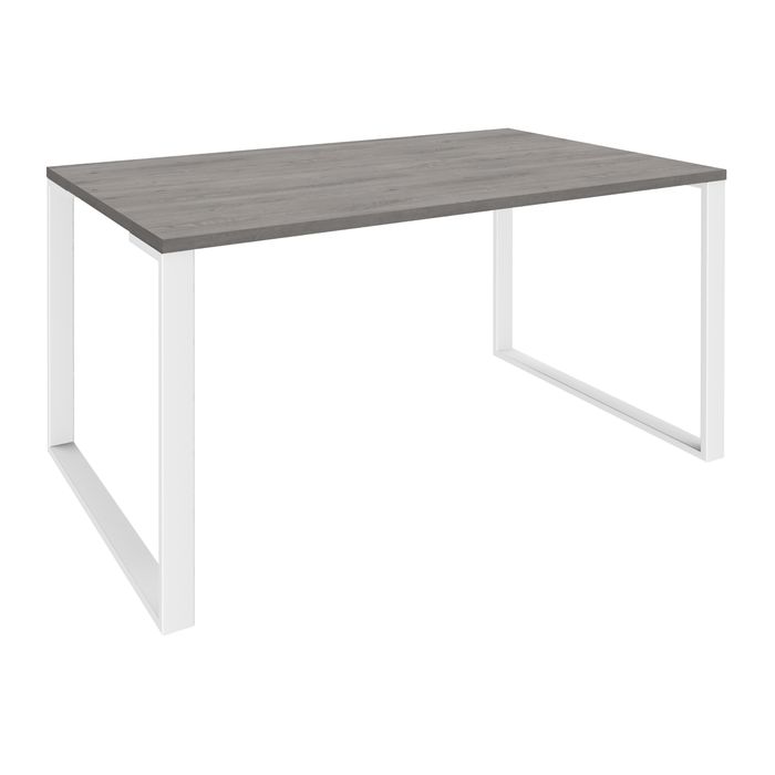 0404000122739-Bureau droit LOFTER - L120 cm - Plateau imitation chêne gris - pied Blanc--0