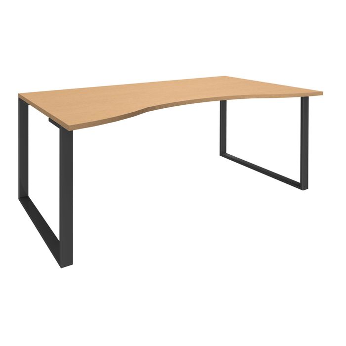 0404000123903-Bureau vague symétrique LOFTER - L180 cm - Plateau imitation Hêtre - pied Carbone--0