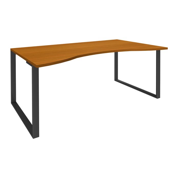 404000123927-Bureau vague symétrique LOFTER - L180 cm - Plateau imitation Merisier - pied Carbone--0