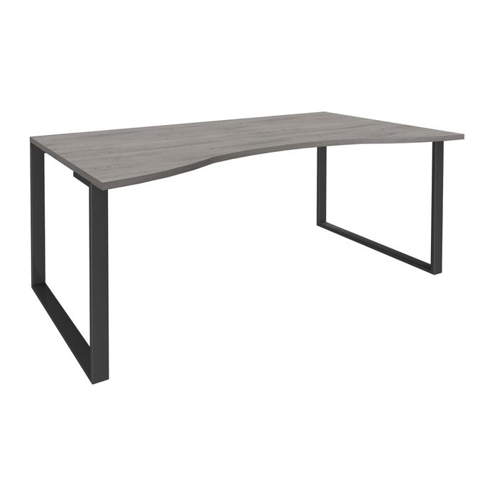 0404000123941-Bureau vague symétrique LOFTER - L180 cm - Plateau imitation chêne gris - pied Carbone--0