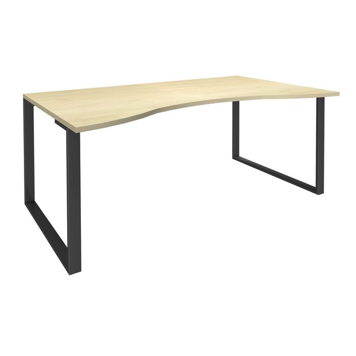 0404000123965-Bureau vague symétrique LOFTER - L180 cm - Plateau imitation Erable - pied Carbone--0