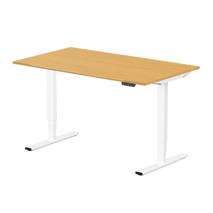 3760350288943-Bureau électrique VICTOR - L100x70cm - Pieds blancs - plateau chêne massif--0