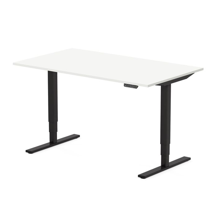 3760350285607-Bureau électrique VICTOR - L180x80cm - Pieds noirs - plateau blanc laqué--0