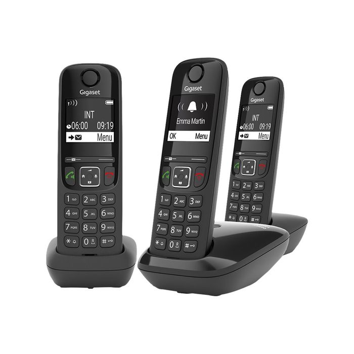 4250366854717-Gigaset AS690A Trio - téléphone sans fil + 2 combinés supplémentaires - avec répondeur - noir-Avant-1