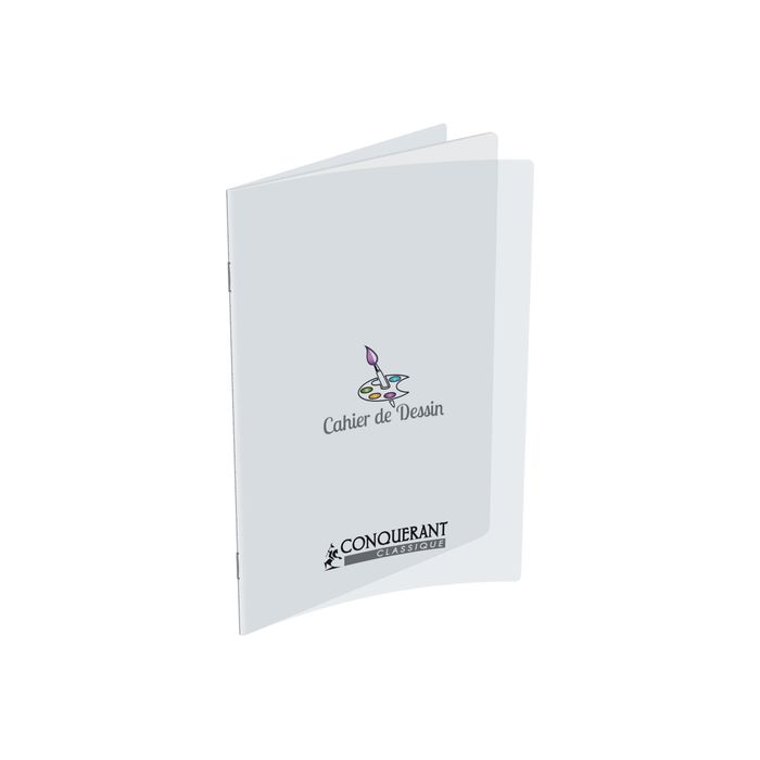 3020120002385-Conquérant Classique - Cahier de dessin polypro 24 x 32 cm - 48 pages blanches - transparen-Angle droit-0