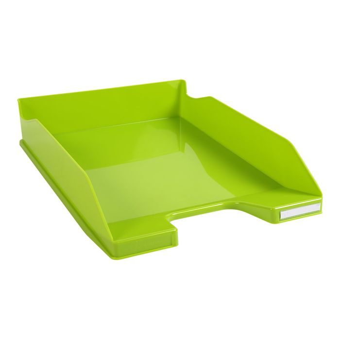 9002493110885-Exacompta COMBO Glossy - 6 Corbeilles à courrier vert anis-Angle gauche-1