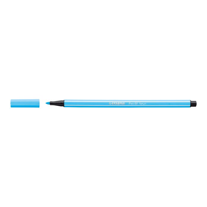 4006381121064-STABILO Pen 68 - Feutre pointe moyenne - bleu fluo-Angle gauche-0