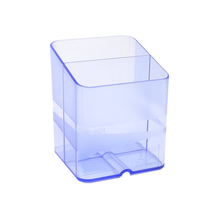9002493099562-Exacompta Pen-Cube - Pot à crayons bleu translucide-Angle gauche-1