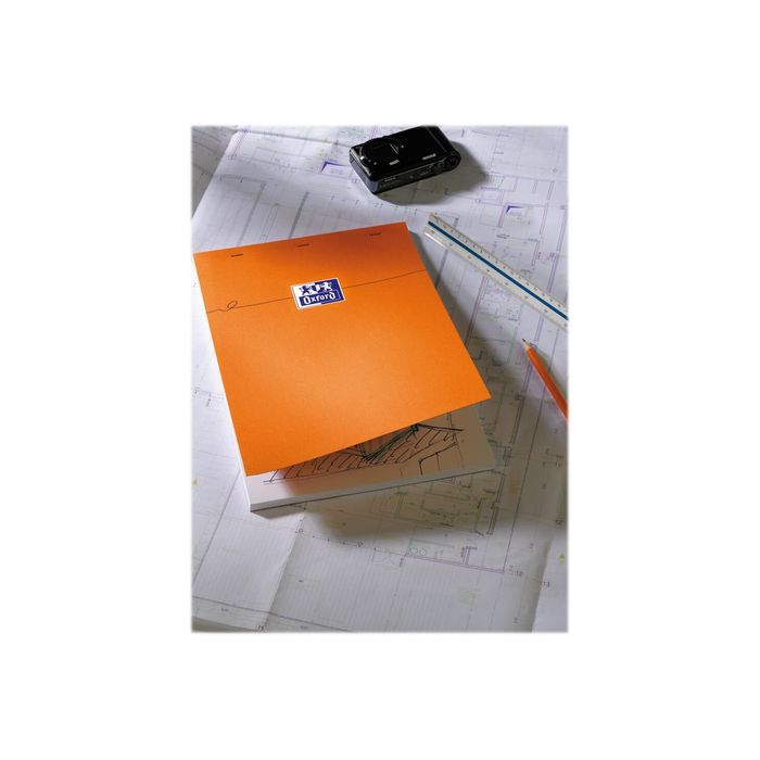 2012347543414-Oxford - Bloc notes - A4 + - 160 pages - blanc - 80G - orange-Angle gauche-1