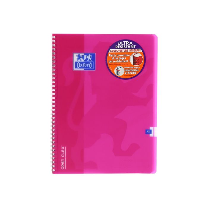 3020120018867-Oxford Openflex - Cahier polypro à spirale A4 (21x29,7 cm) - 100 pages - grands carreaux (Seyes) - disponible dans-Avant-5