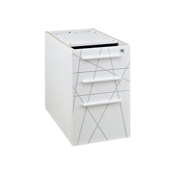 3483600214799-Caisson bout de bureau Sunday - L42XH71xP80 cm - blanc graphic-Angle gauche-0