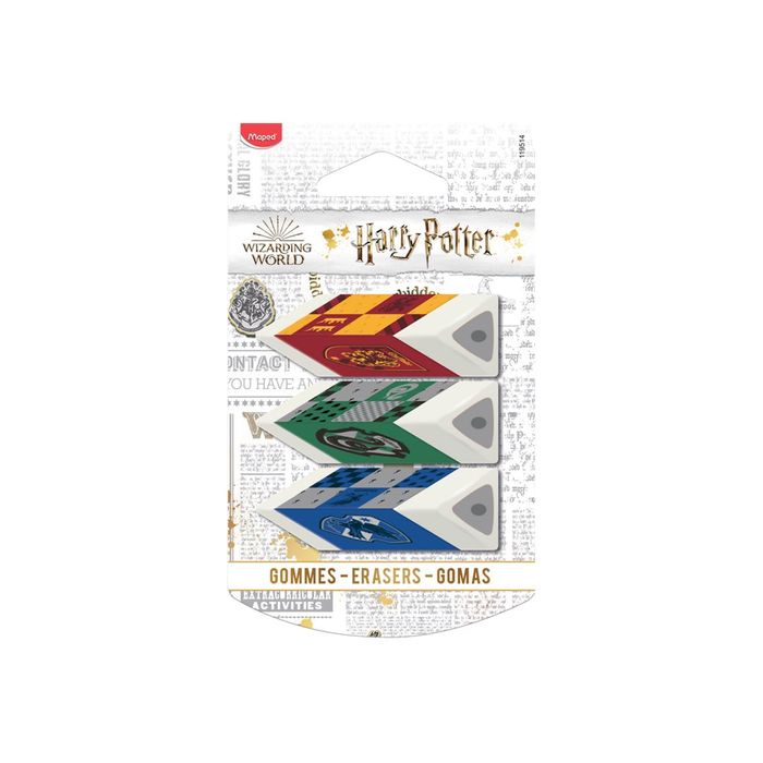 3154141195143-Maped Harry Potter - Pack de 3 Gommes pyramide (Gryffindor, Serpantard, Ravenclaw)-Avant-2