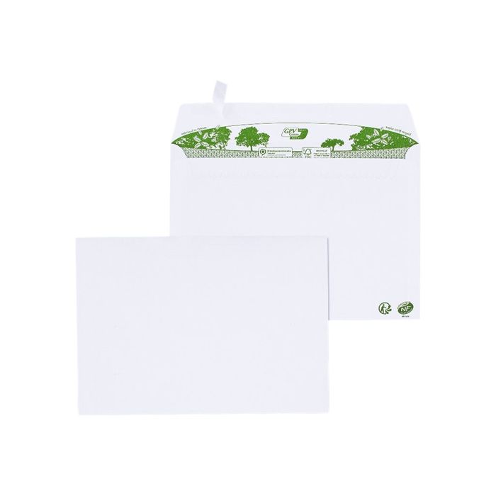 3250650033034-GPV Green - 200 Enveloppes recyclées C5 162 x 229 mm - 80 gr - sans fenêtre - blanc - bande adh