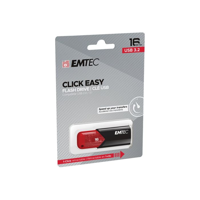 3126170173096-Emtec B110 Click Easy 3.2 - clé USB 3.2 - 16 Go - rouge-Angle gauche-2