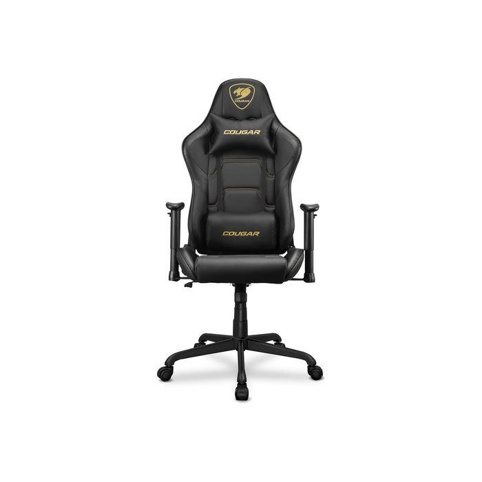 4710483775550-Fauteuil gamer ARMOR Elite - accoudoirs réglables - appui-tête intégré - noir/or-Avant-0