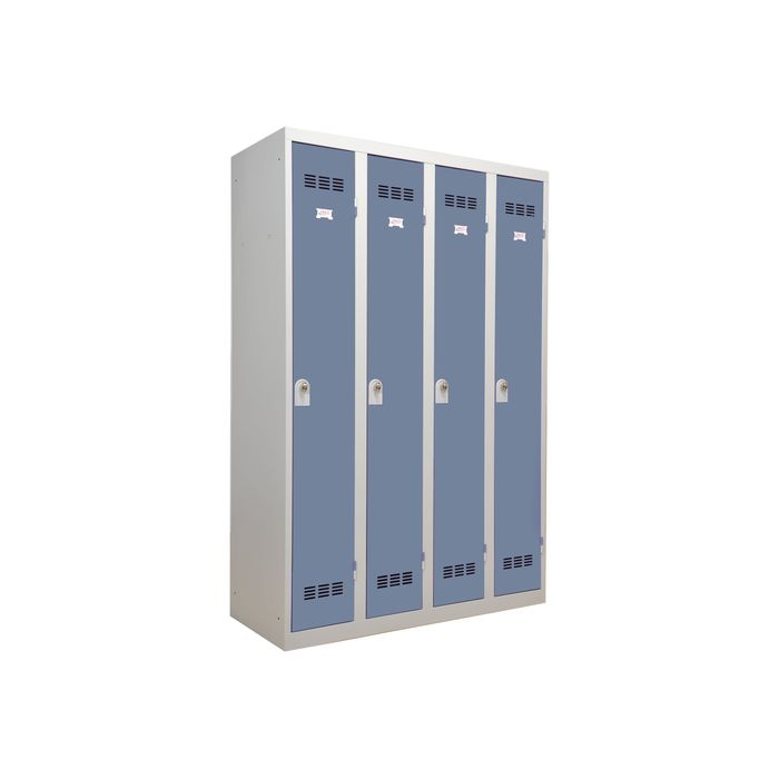 3219093104114-Vestiaire Industrie Propre - 4 portes - 180 x 120 x 50 cm - gris/beu-Angle gauche-0