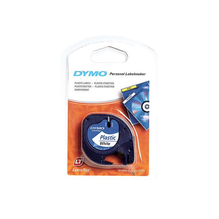 5411313912013-Dymo LetraTAG - Ruban d'étiquettes plastique auto-adhésives - 1 rouleau (12 mm x 4 m) - fond bla-Avant-5