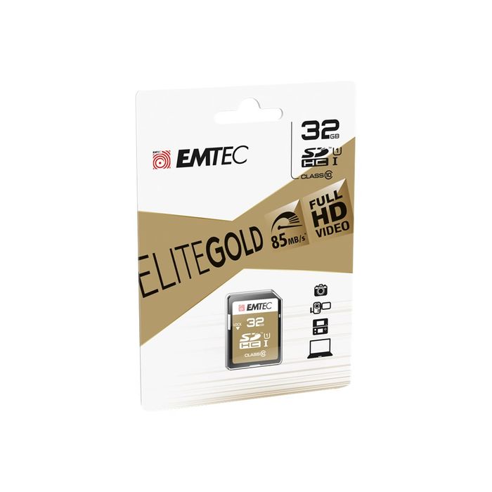 3126170112767-Emtec Elite Gold - carte mémoire 32 Go - Class 10 - SDHC UHS-I U1-Angle gauche-1