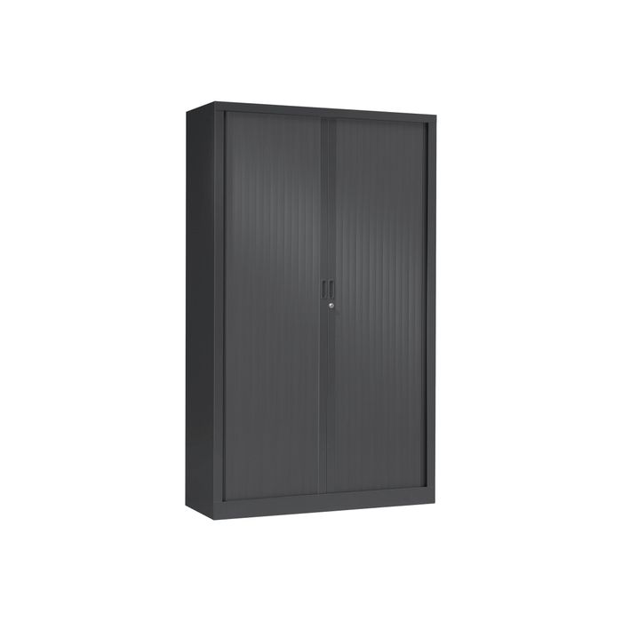 3219095800069-Armoire haute monobloc à rideaux GENERIC - 198 x 120 x 43 cm - anthracite-Angle gauche-0