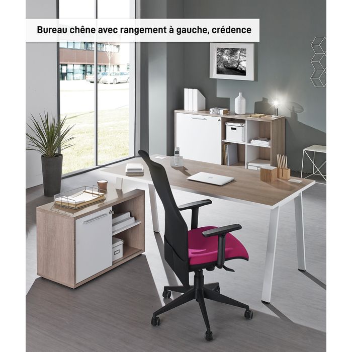 3483600765468-Bureau manager ARPE avec bloc de rangement gauche - 160 cm - Chêne--0