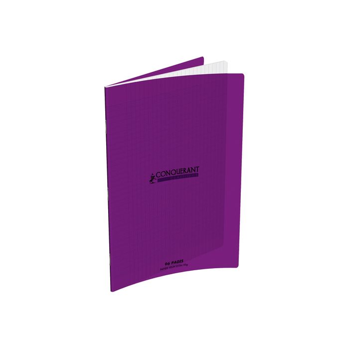 3020120216973-Conquérant Classique - Cahier polypro 24 x 32 cm - 96 pages - grands carreaux (Seyes) - violet-Avant-0
