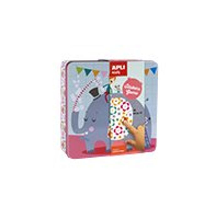 8410782145349-Apli Kids - Boîte métallique jeu de gommettes - éléphant-Angle gauche-2