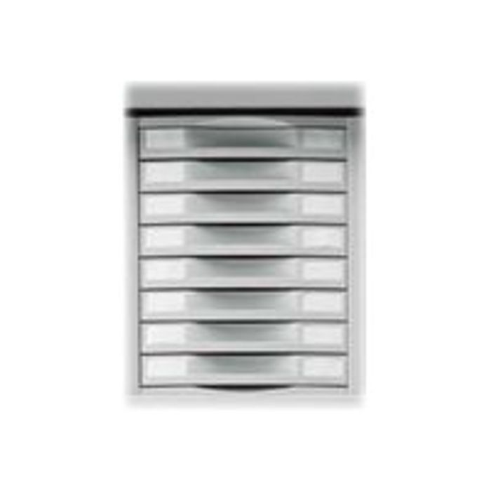 3219099811504-Module 8 tiroirs pour armoire à rideaux - hauteur 50 mm - gris-Avant-1