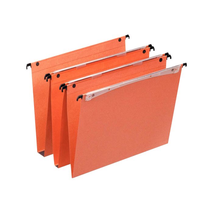 3249440216337-Esselte Dual - 25 Dossiers suspendus pour tiroirs - fond 30 mm - orange-Angle gauche-1