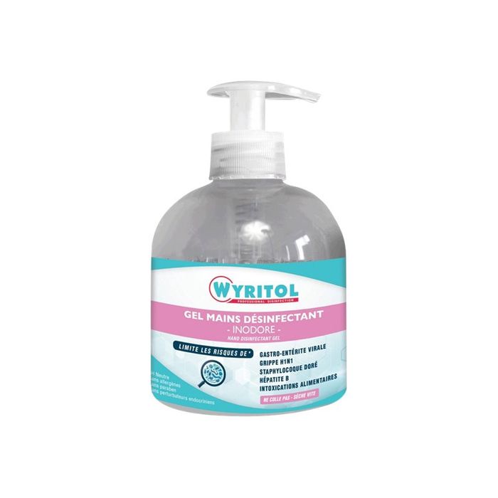 3661295615019-Wyritol - Gel hydroalcoolique désinfectant pour les mains - flacon pompe - 300 ml-Avant-0