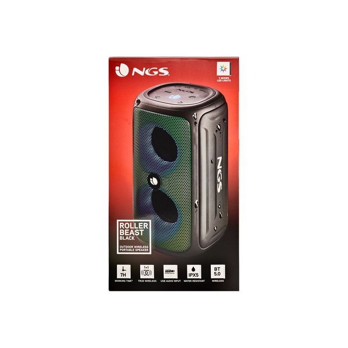 8435430621693-NGS Roller Beast - Mini enceinte sans fil - Bluetooth - 32 Watt - noir-Avant-7