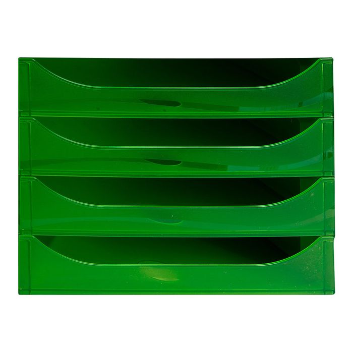 9002493423367-Exacompta Ecobox - Module de classement 4 tiroirs - gris/vert transparent-Avant-0