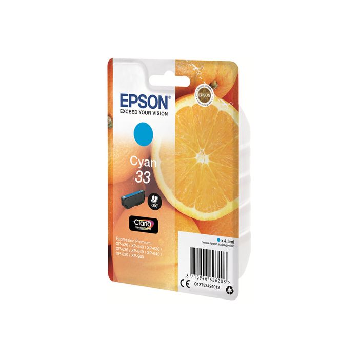 8715946600512-Epson 33 Oranges - cyan - cartouche d'encre originale-Angle droit-1