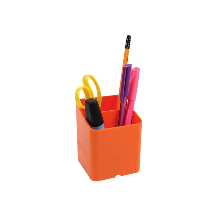 9002493099500-Exacompta Pen-Cube - Pot à crayons orange-Angle gauche-1