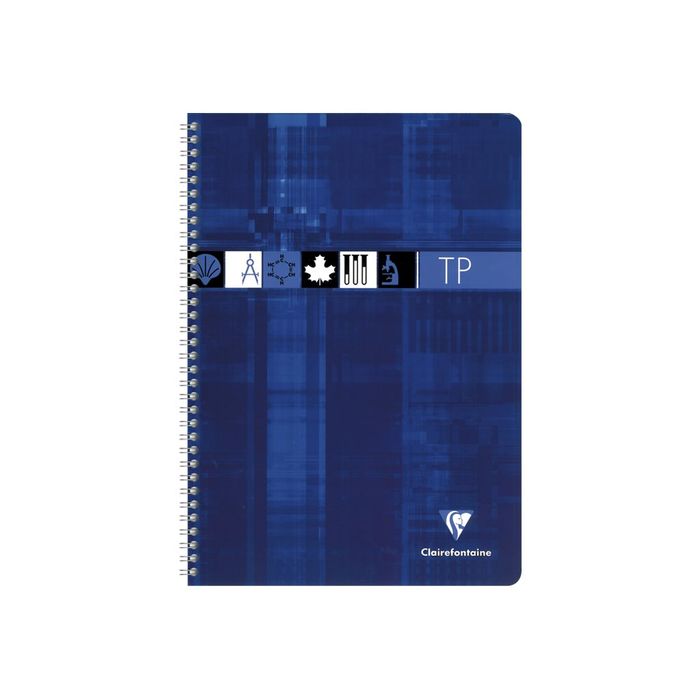 3329680893700-Clairefontaine - Cahier spiralé de travaux pratiques (TP) - A4 (21x29,7 cm) - 80 pages - grands carreaux (Seyes)/uni - disponible dans-Avant-1