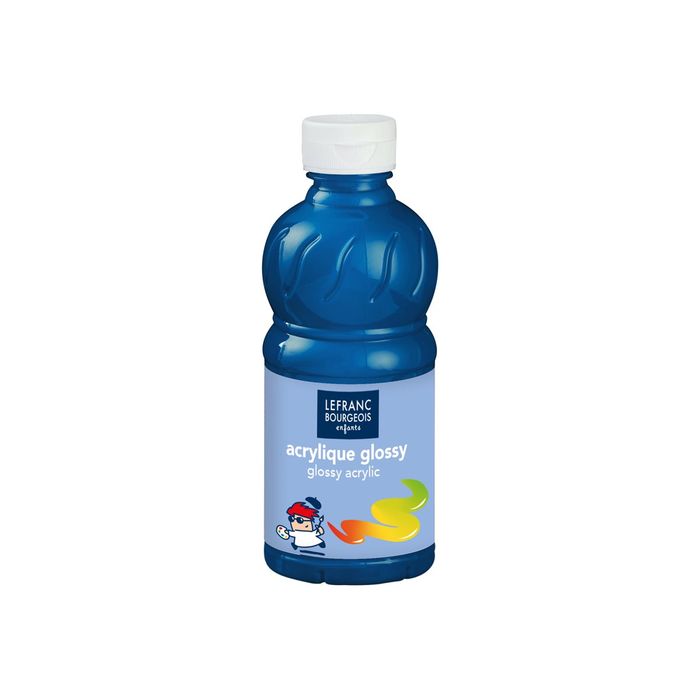 3013643012566-Lefranc Bourgeois Glossy - Peinture acrylique - bleu primaire - 250 ml-Avant-0