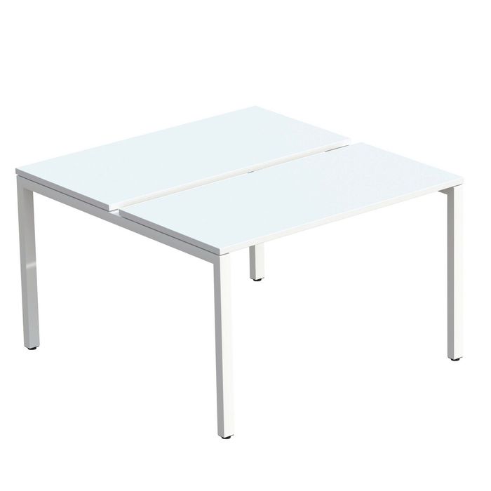 3660141253719-Bureau Bench 2 personnes EASYDESK - soit 2 plateaux L140xP60xH75 cm (L140 x P126) - Blanc--0