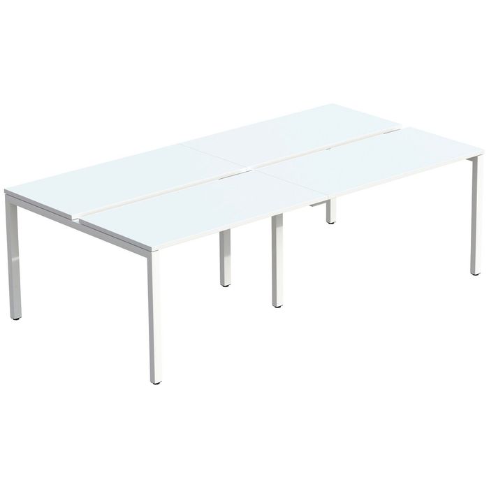 3660141253795-Bureau Bench 4 personnes EASYDESK - soit 4 plateaux L140xP60xH75 cm (L280 x P126) - Blanc--0