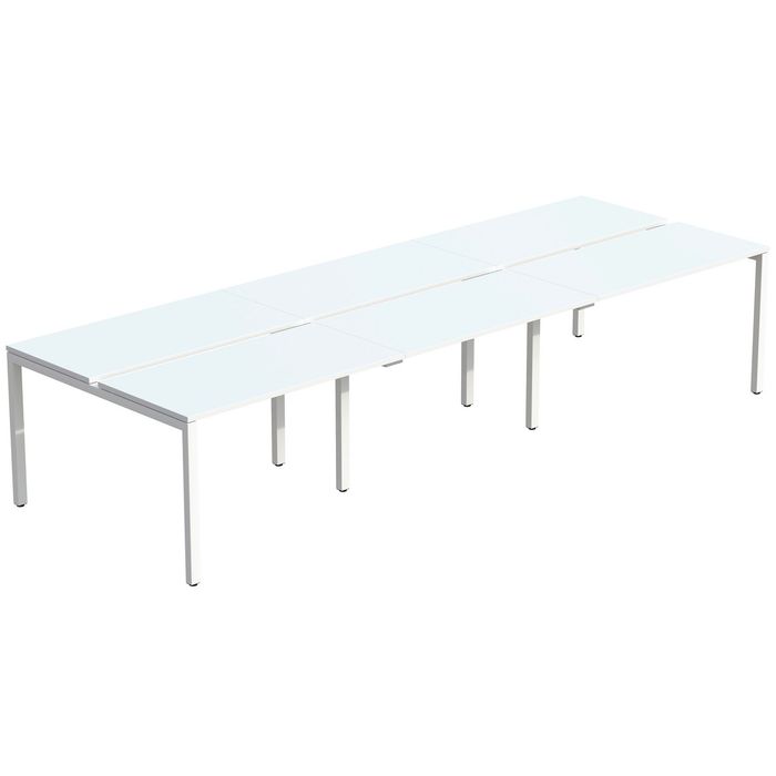 3660141254976-Bureau Bench 6 personnes EASYDESK - soit 6 plateaux L140xP80xH75 cm (L420 x P166) - Blanc--0