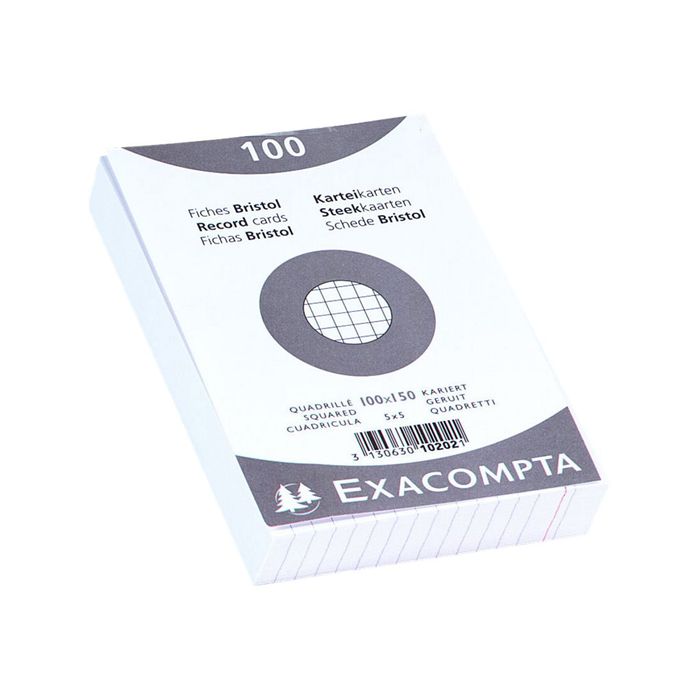 3130631102020-Exacompta - 20 Packs de 100 Fiches Bristol - 10 x 15 cm - petits carreaux - non perforées -Angle gauche-2